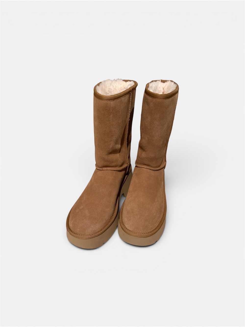 UGG Chestnut Suede Shearling-Lined New Heights Boot